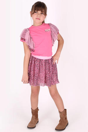 T-shirt met panterprint roze