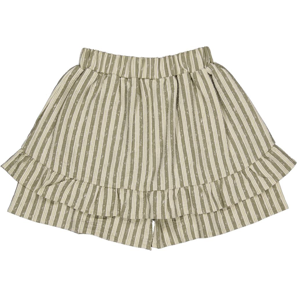 Groen en ecru meisjes LEVV Little gestreepte skort gemaakt van stretchkatoen en met elastische tailleband