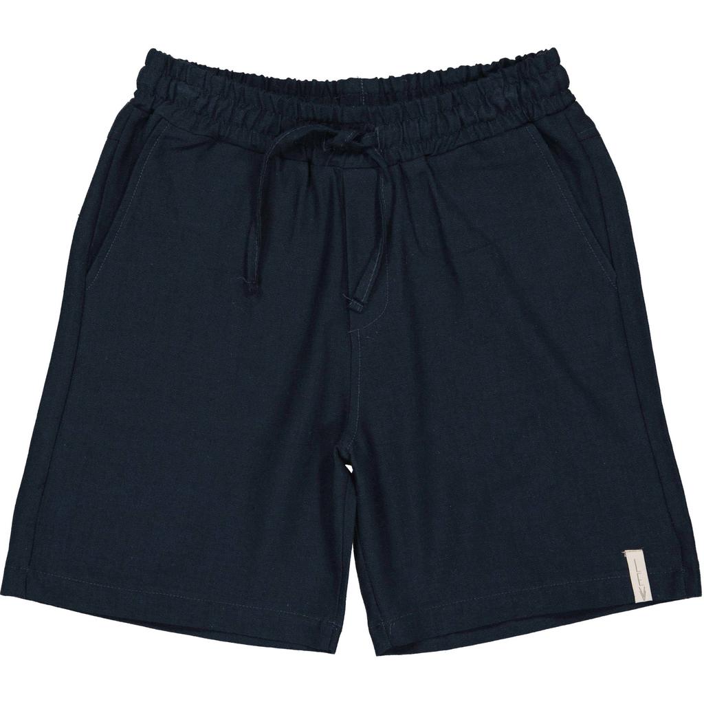 Donkerblauwe jongens LEVV Little regular waist casual short van viscose met elastische tailleband met koord en effen
