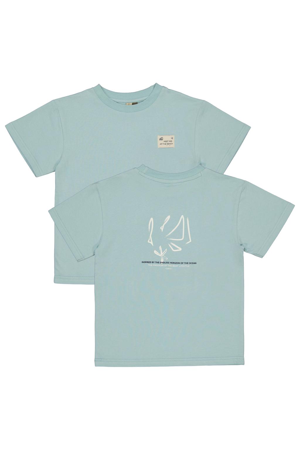 LEVV Little T-shirt met backprint lichtblauw