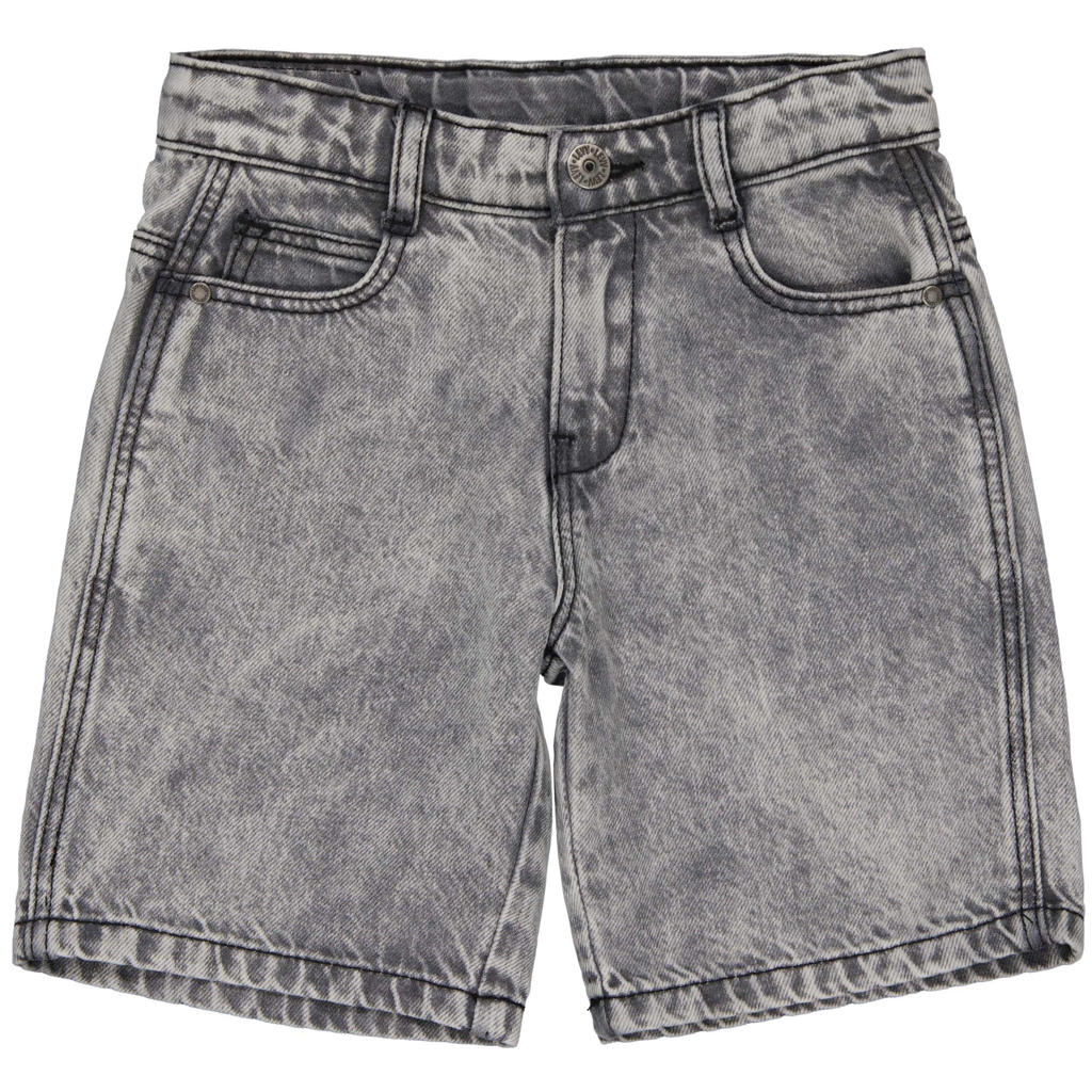 Grey denim jongens LEVV Little regular waist short van katoen met elastische tailleband en effen