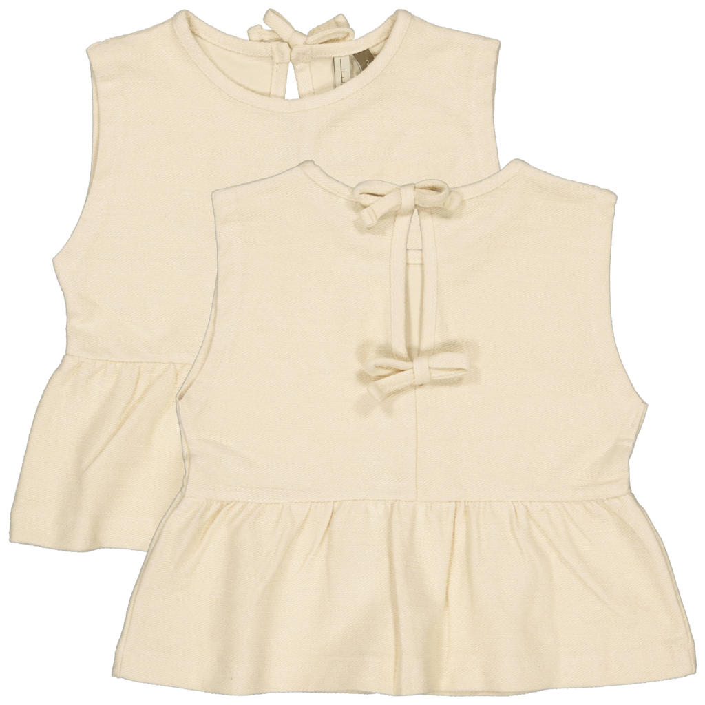 Beige meisjes LEVV Little mouwloze top met effen, ronde hals en striksluiting