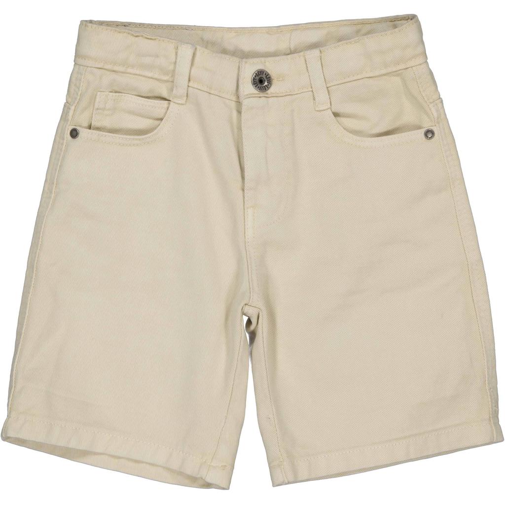 Beige jongens LEVV Little regular waist short van katoen met rits- en knoopsluiting en effen