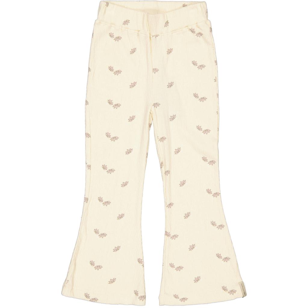 Ecru meisjes LEVV Little regular waist gebloemde casual broek van katoen met elastische tailleband