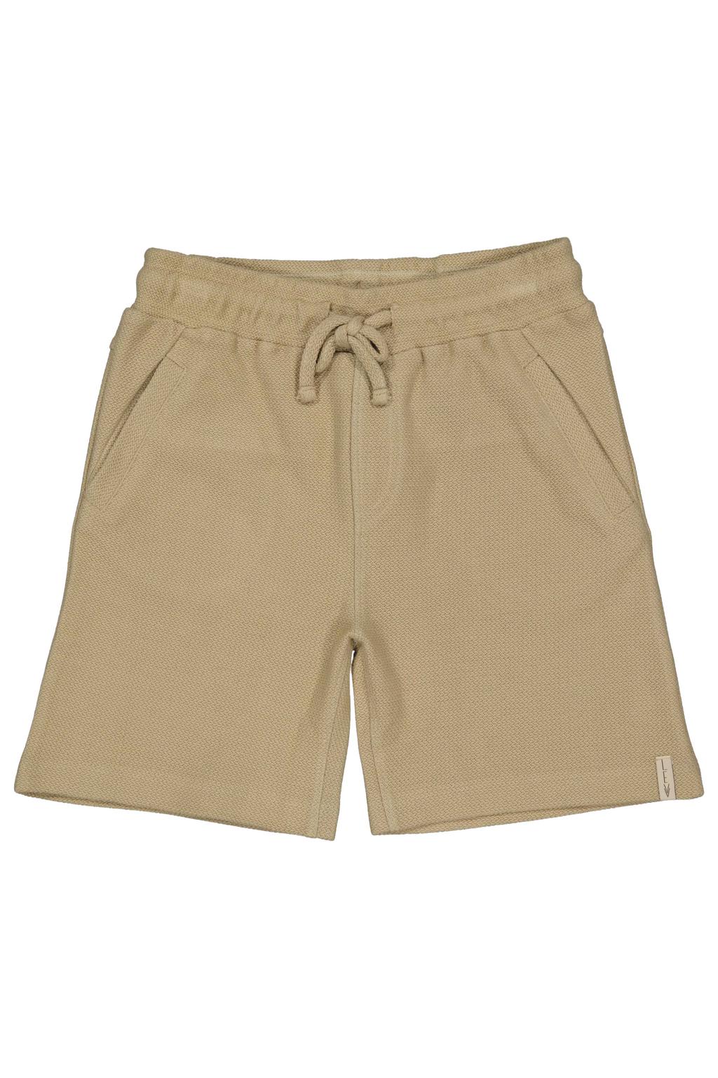 Zandkleurige jongens LEVV Little regular casual short van katoen met elastische tailleband met koord en effen
