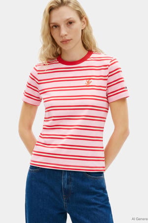 gestreepte T-shirt roze