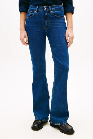 flared jeans dark blue denim