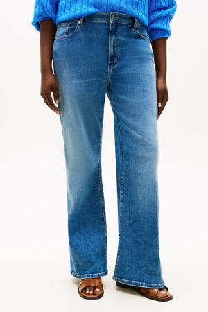 high waist flared jeans medium blue denim