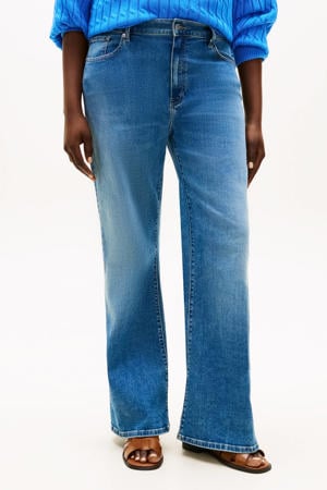 high waist flared jeans medium blue denim