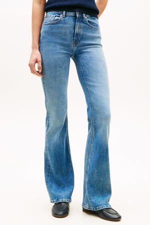 flared jeans medium blue denim