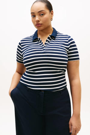 gestreepte polo marineblauw