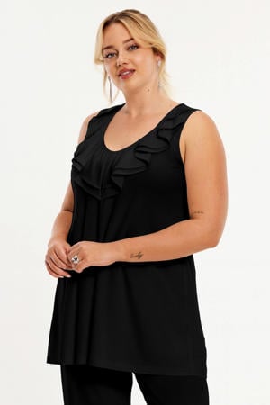mouwloze top zwart