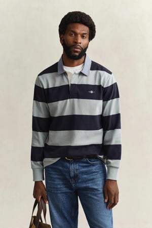 regular gestreepte polo donkerblauw