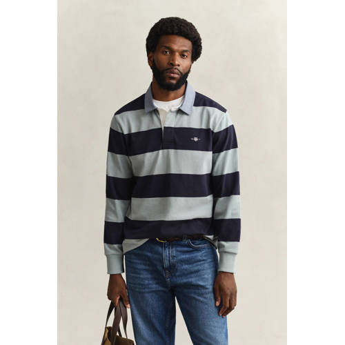 GANT regular gestreepte polo donkerblauw afbeelding