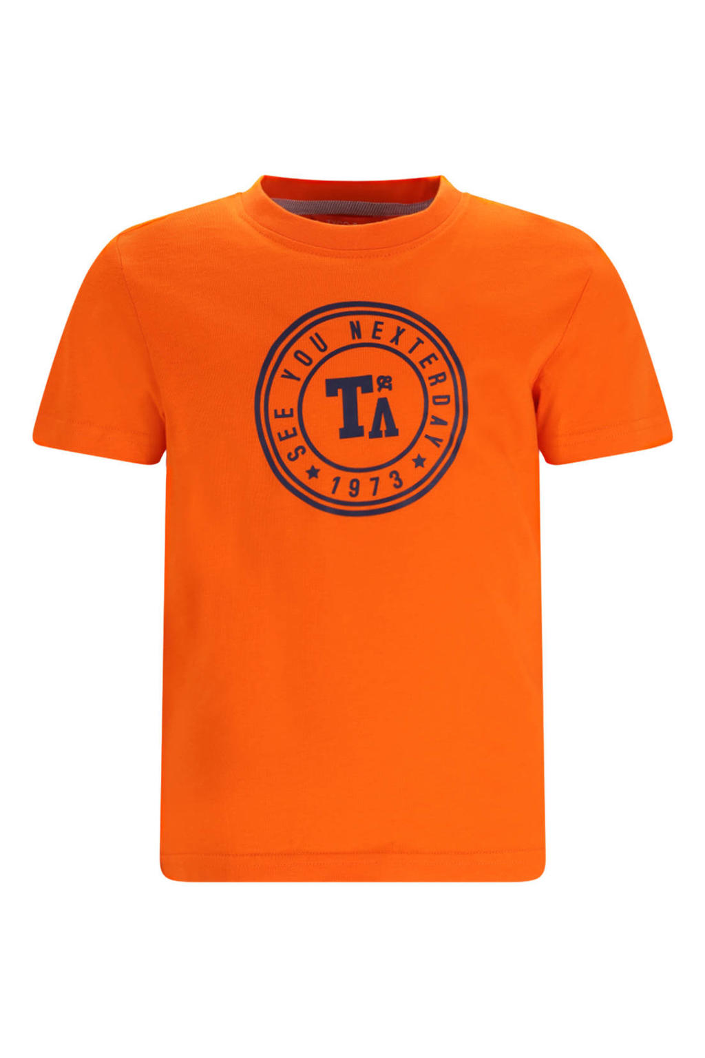 Oranje jongens TYGO & vito jersey T-shirt van katoen met korte mouwen en ronde hals