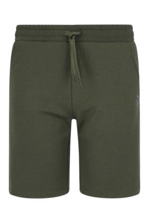 regular waist casual short donkergroen met textuur