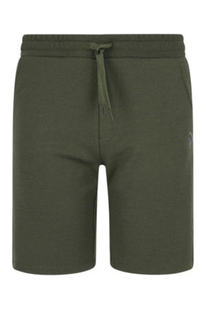 regular waist casual short donkergroen met textuur