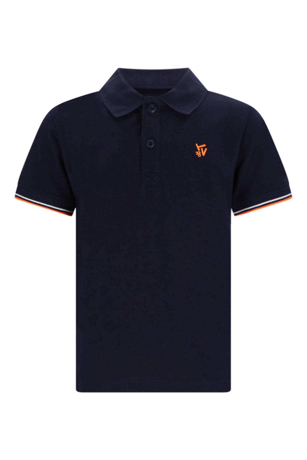Donkerblauwe jongens TYGO & vito jersey polo van katoen met effen, korte mouwen en knoopsluiting