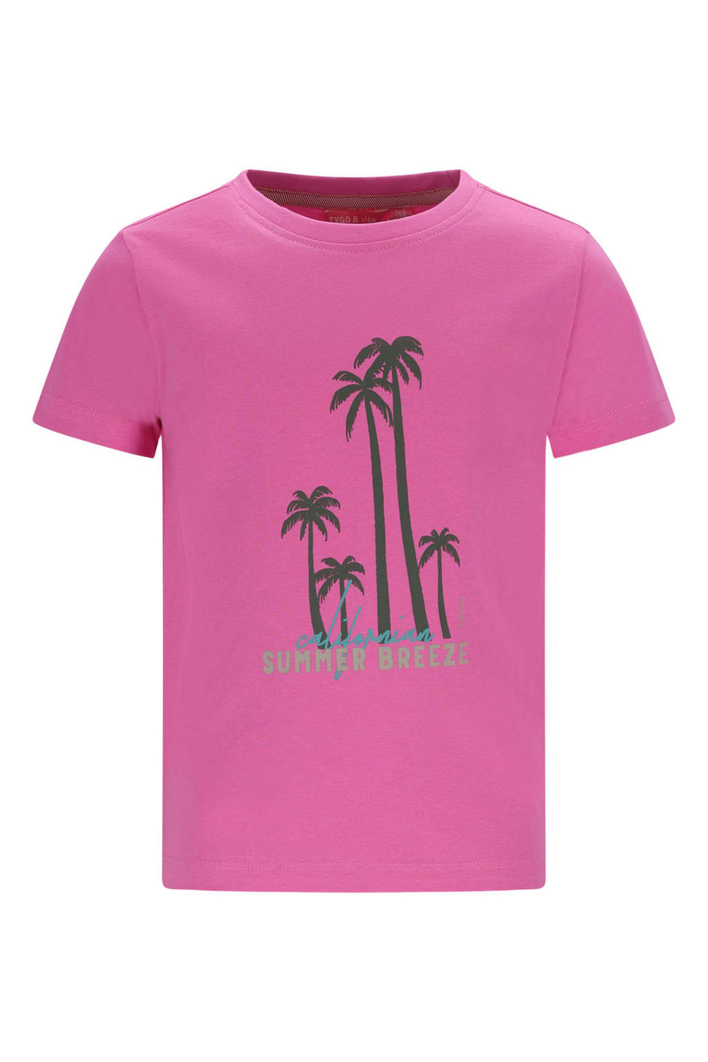 Roze meisjes TYGO & vito jersey T-shirt van katoen met korte mouwen en ronde hals