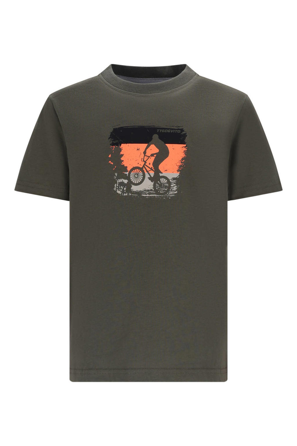 Olijfgroene jongens TYGO & vito jersey T-shirt van katoen met korte mouwen en ronde hals
