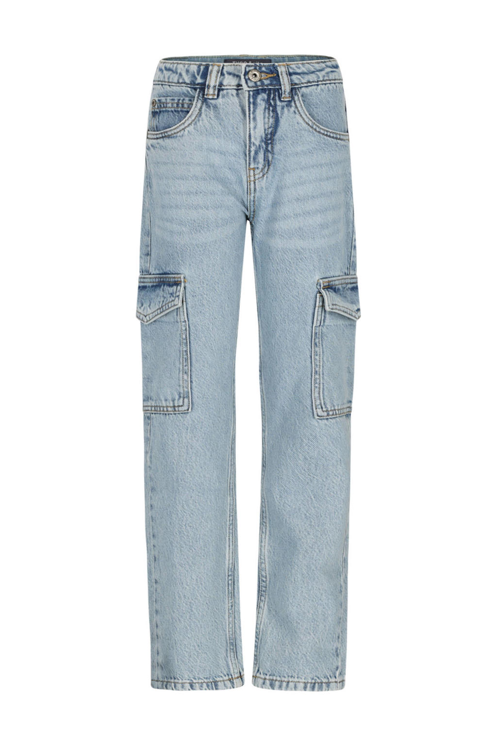 Light blue denim jongens TYGO & vito Bhodi straight leg jeans van denim met rits- en knoopsluiting en effen