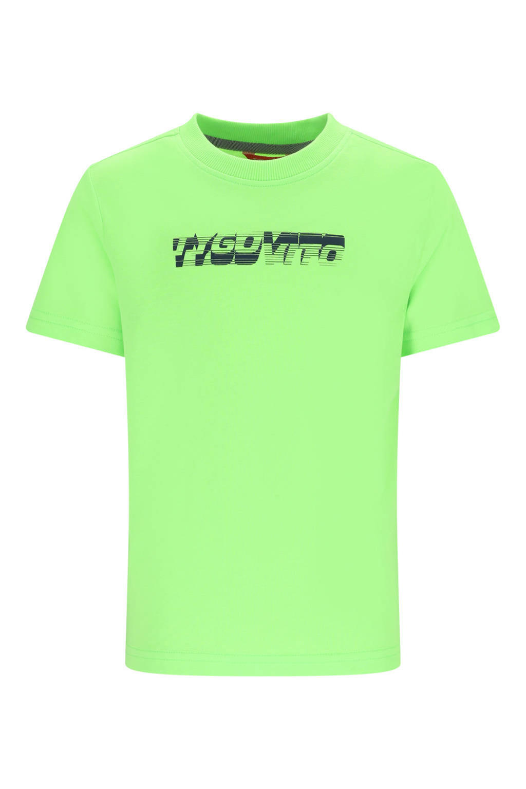 Groene jongens TYGO & vito jersey T-shirt van katoen met logo dessin, korte mouwen en ronde hals