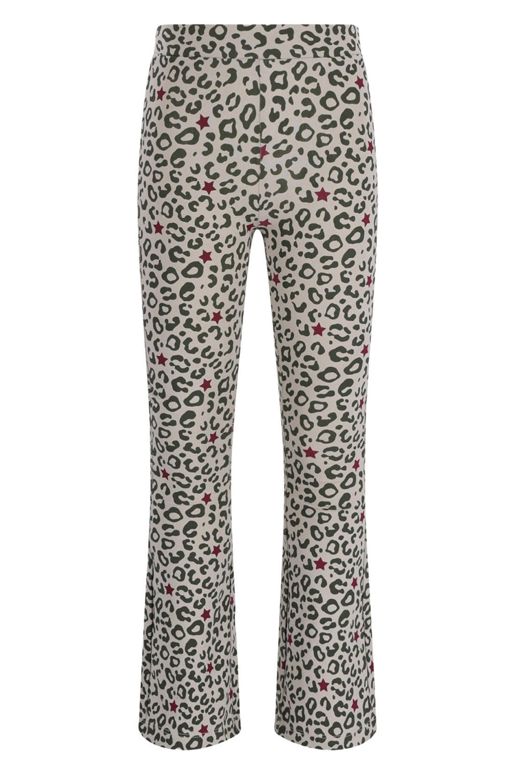 Zandkleurige meisjes TYGO & vito jersey flared broek van katoen met regular waist en dierenprint