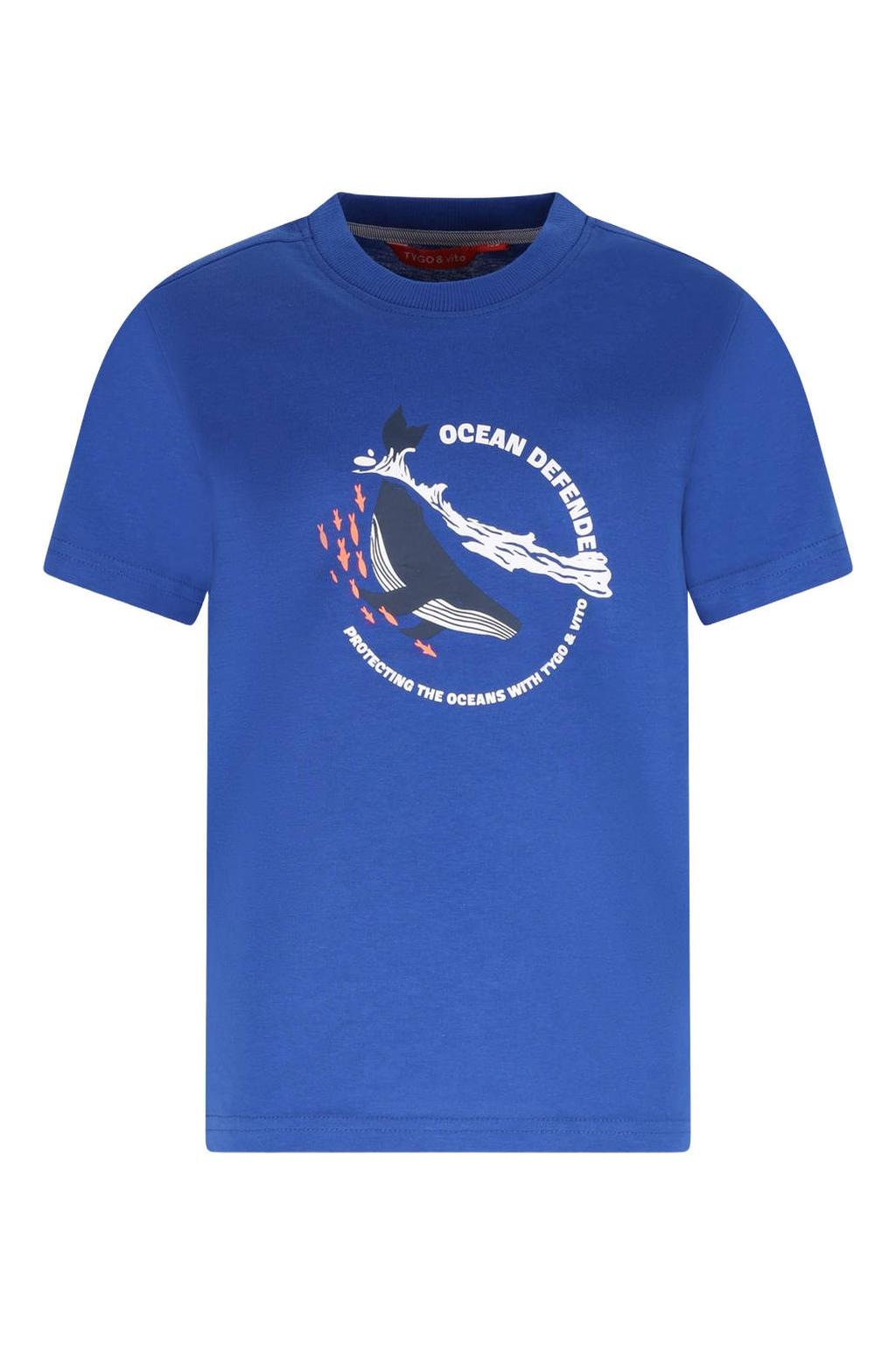 Blauwe jongens TYGO & vito jersey T-shirt van katoen met korte mouwen en ronde hals