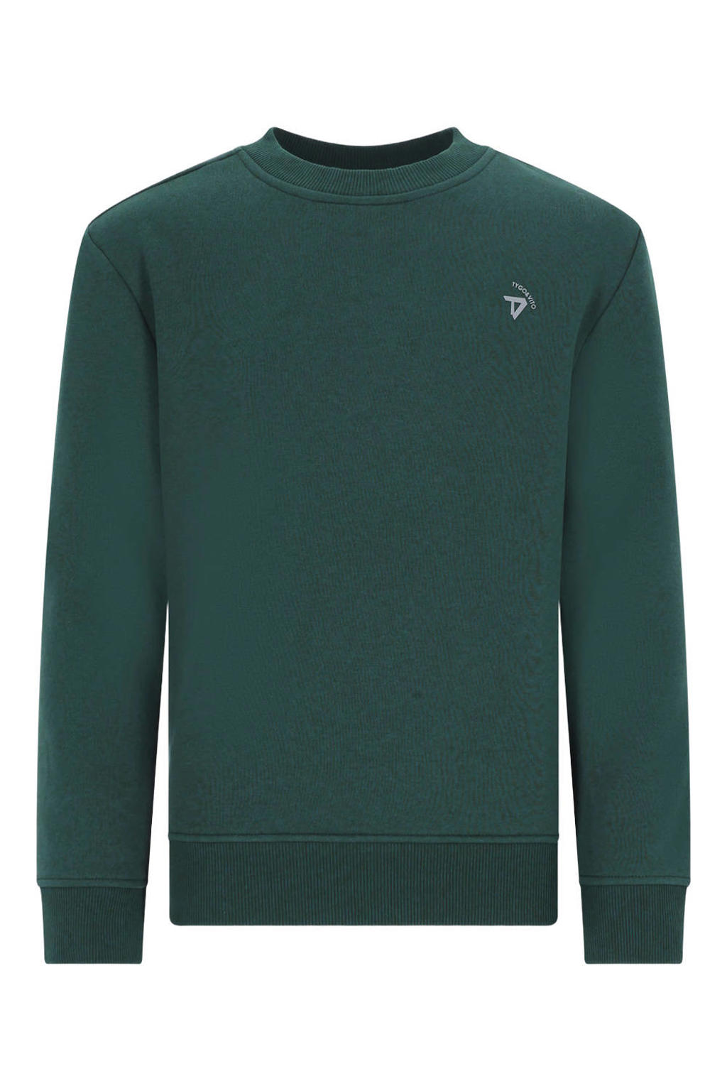 Donkergroene jongens TYGO & vito NextGen sweater met backprint, lange mouwen, ronde hals en geribde boorden