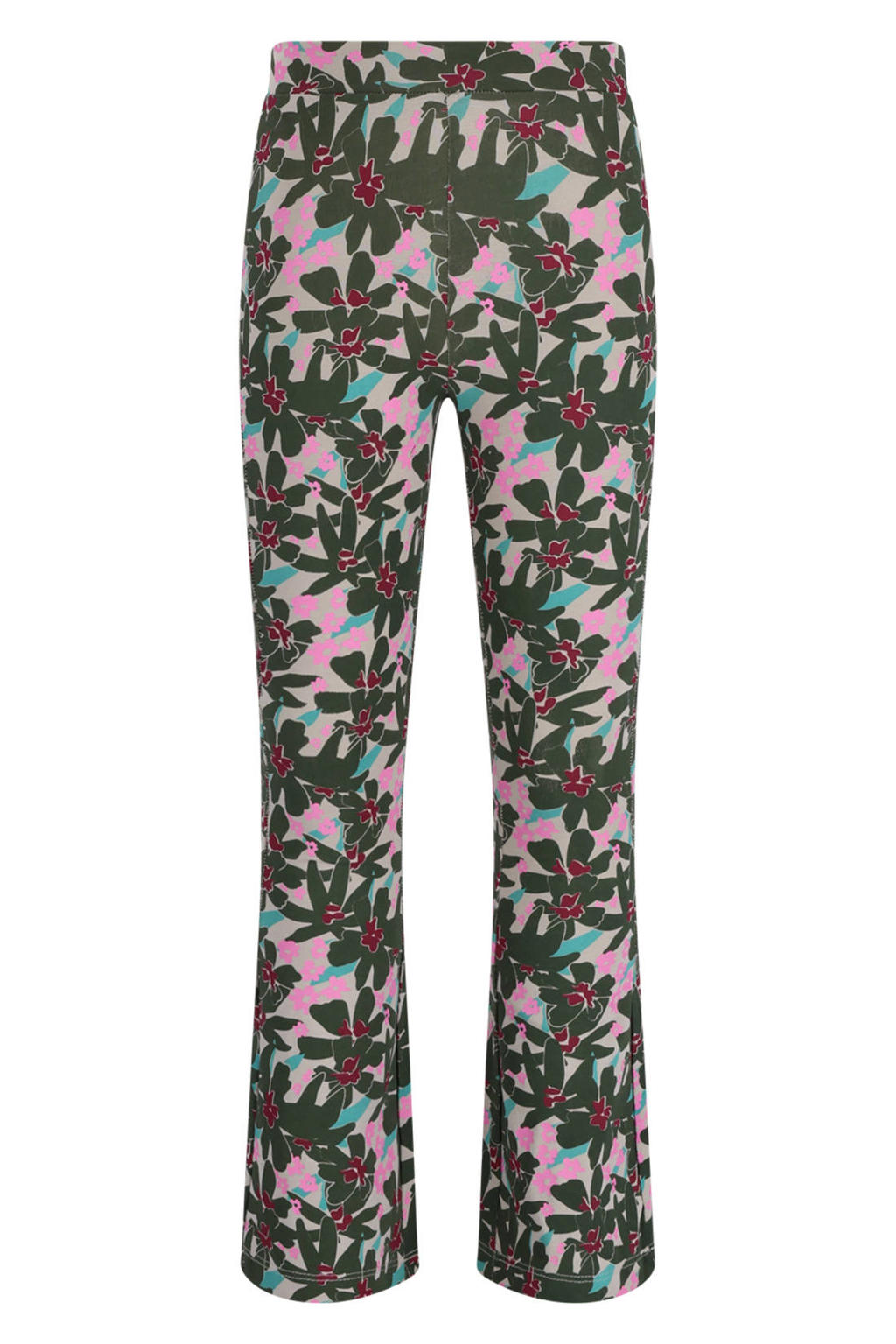 Olijfgroen en roze meisjes TYGO & vito jersey flared broek van katoen met regular waist
