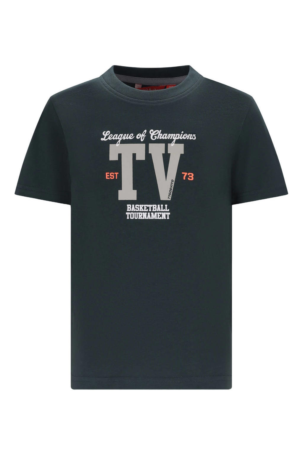 Donkergroene jongens TYGO & vito jersey T-shirt van katoen met korte mouwen en ronde hals