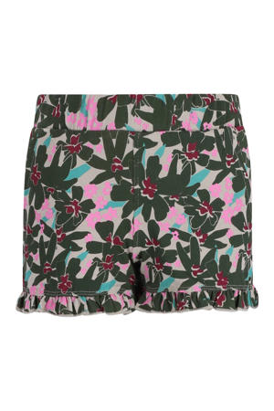 relaxed gebloemde casual short olijfgroen
