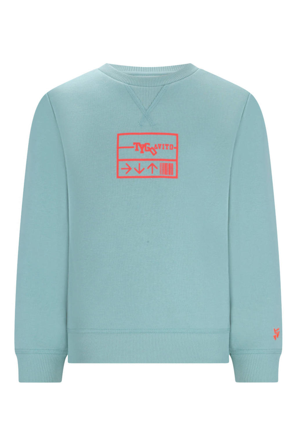 Blauwe jongens TYGO & vito sweater met lange mouwen, ronde hals en geribde boorden