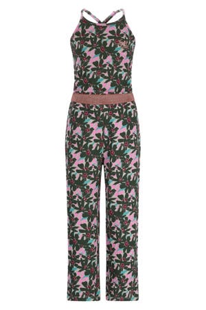 gebloemde jumpsuit jersey olijfgroen