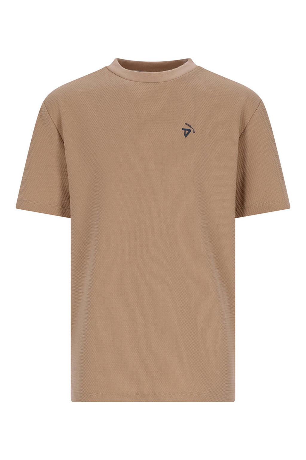 Zandkleurige jongens TYGO & vito NextGen T-shirt van polyester met effen, korte mouwen en ronde hals