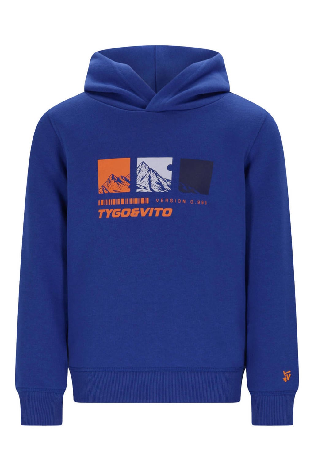 Blauwe jongens TYGO & vito hoodie van sweat materiaal met lange mouwen en capuchon