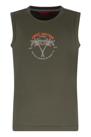 jersey tanktop olijfgroen