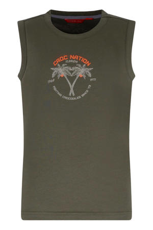 jersey tanktop olijfgroen