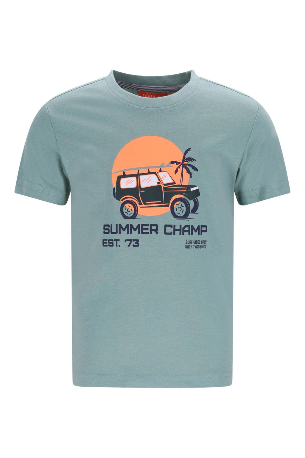 Blauwe jongens TYGO & vito jersey T-shirt van katoen met korte mouwen en ronde hals