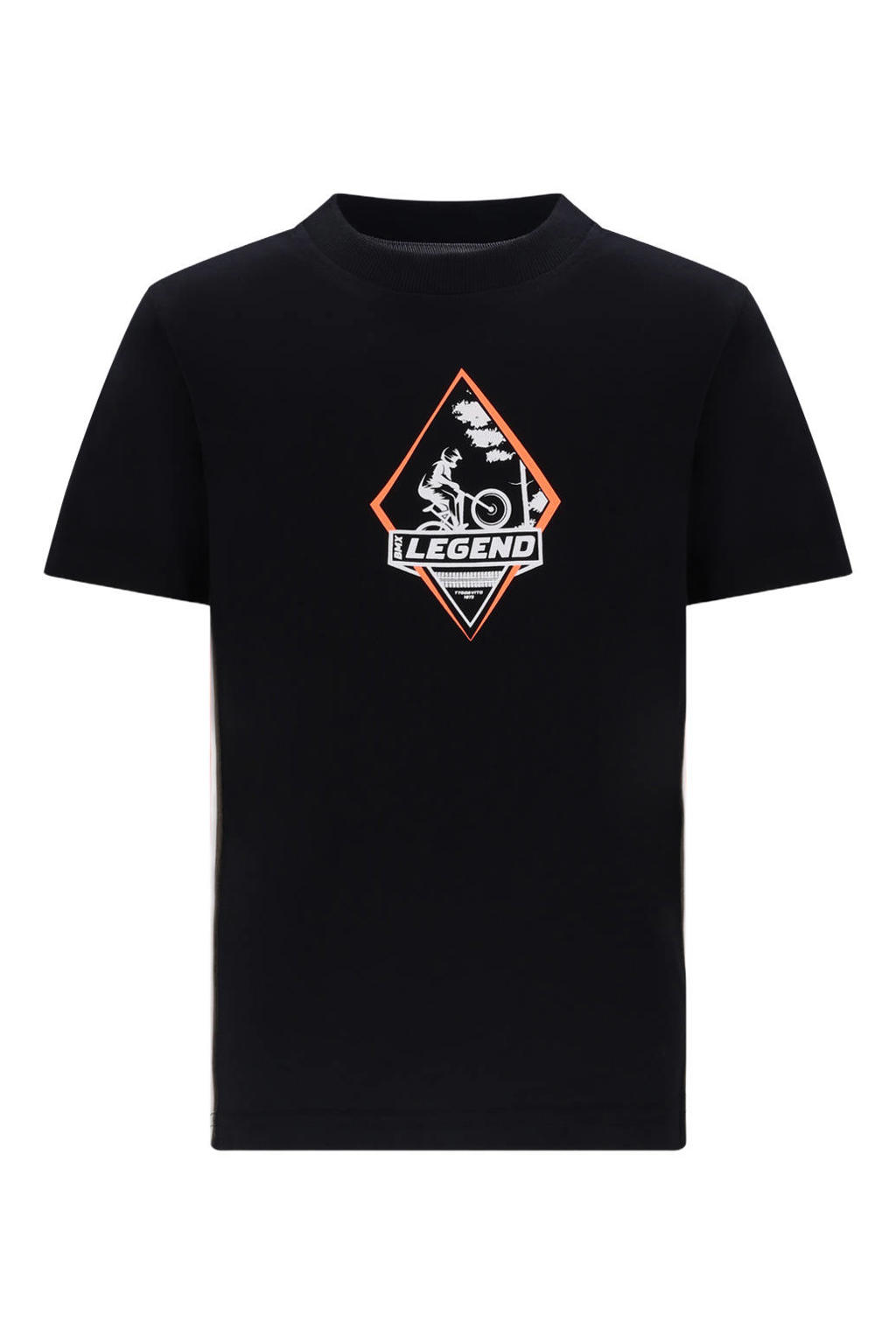 Zwarte jongens TYGO & vito jersey T-shirt van katoen met korte mouwen, ronde hals en contrast bies