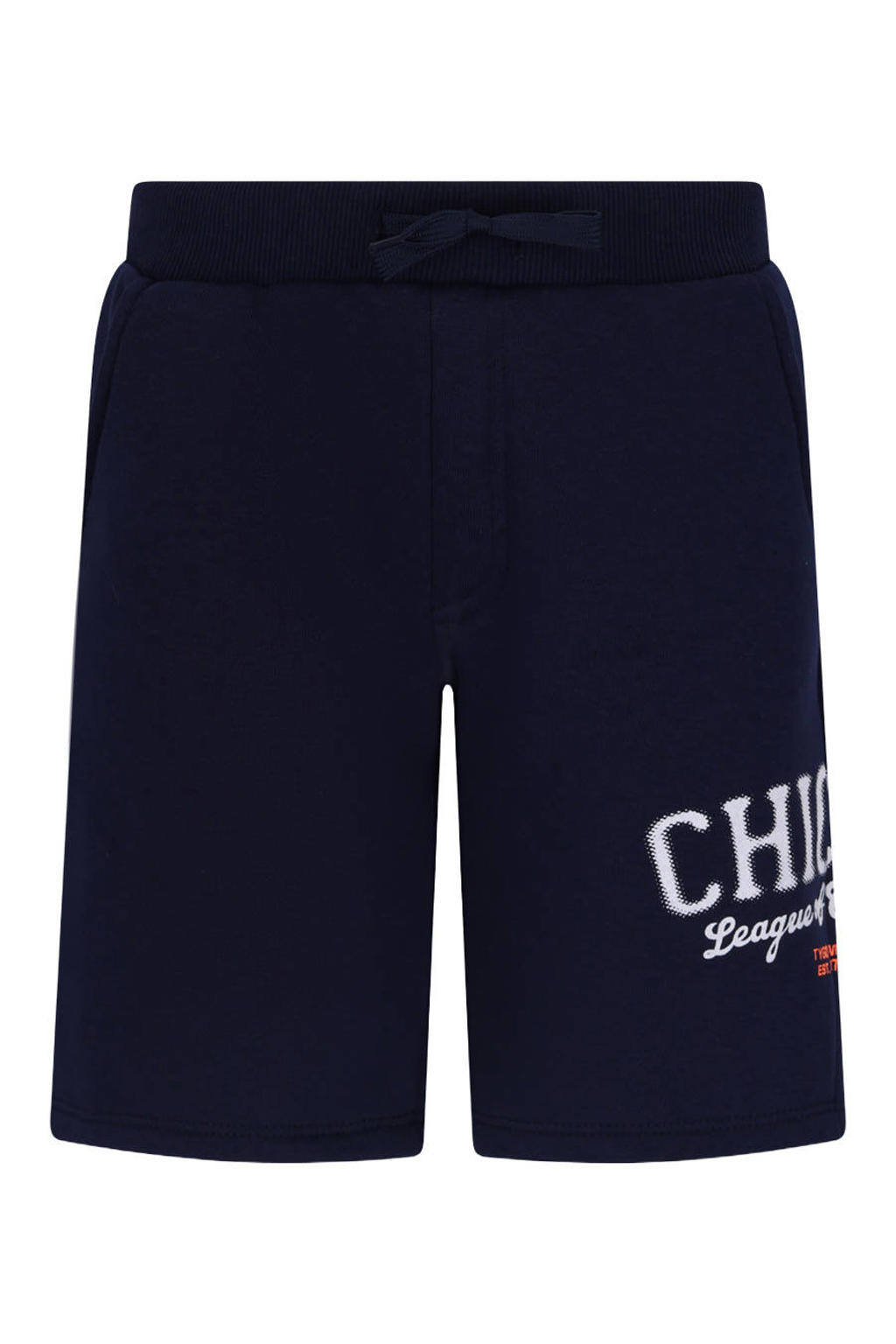 Donkerblauwe jongens TYGO & vito regular sweatshort met elastische tailleband met koord