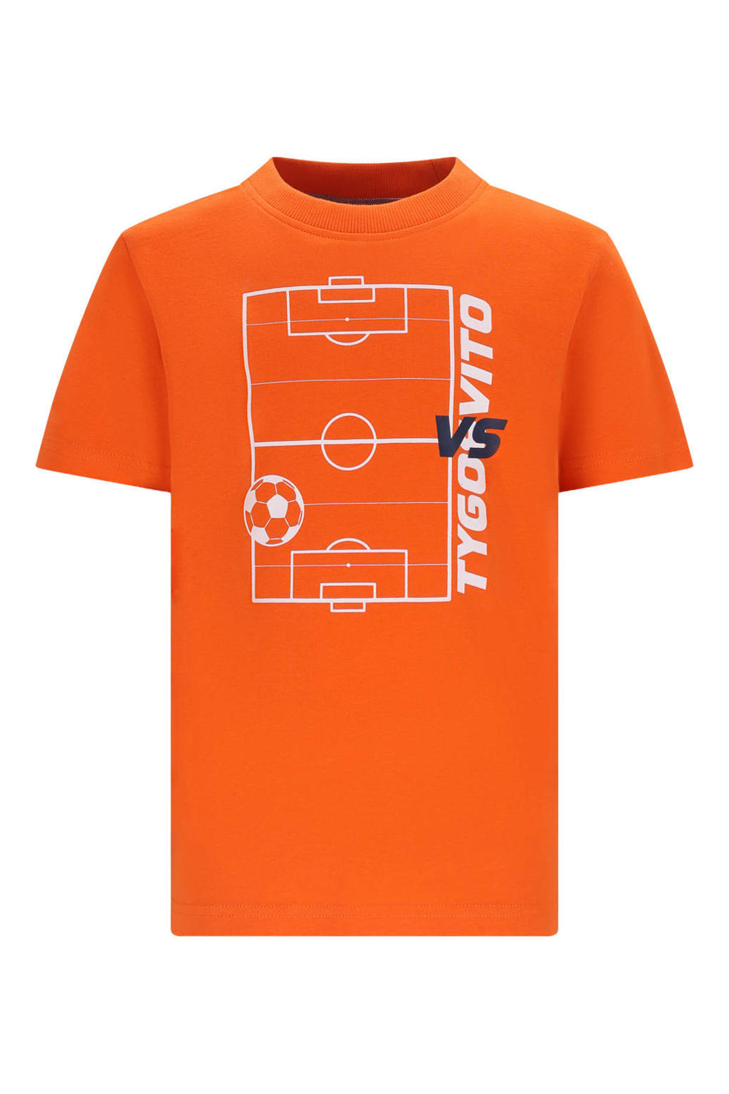 Oranje jongens TYGO & vito jersey T-shirt van katoen met korte mouwen en ronde hals