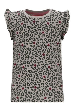 jersey T-shirt met panterprint zand