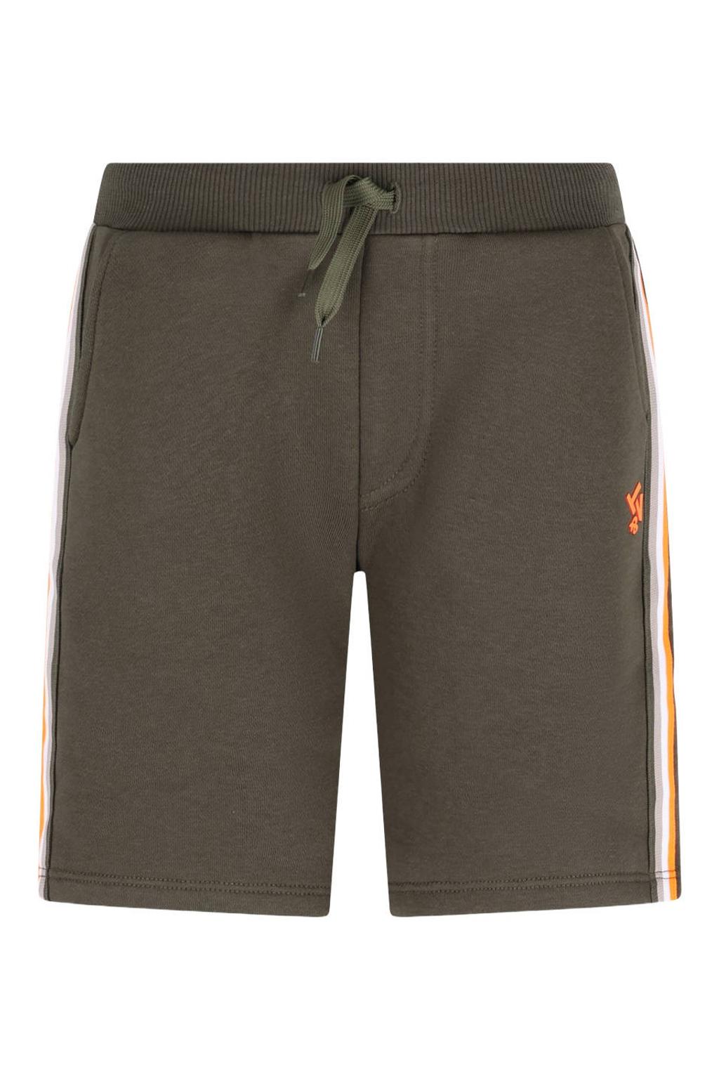 Olijfgroene jongens TYGO & vito regular waist sweatshort met elastische tailleband met koord en logo dessin