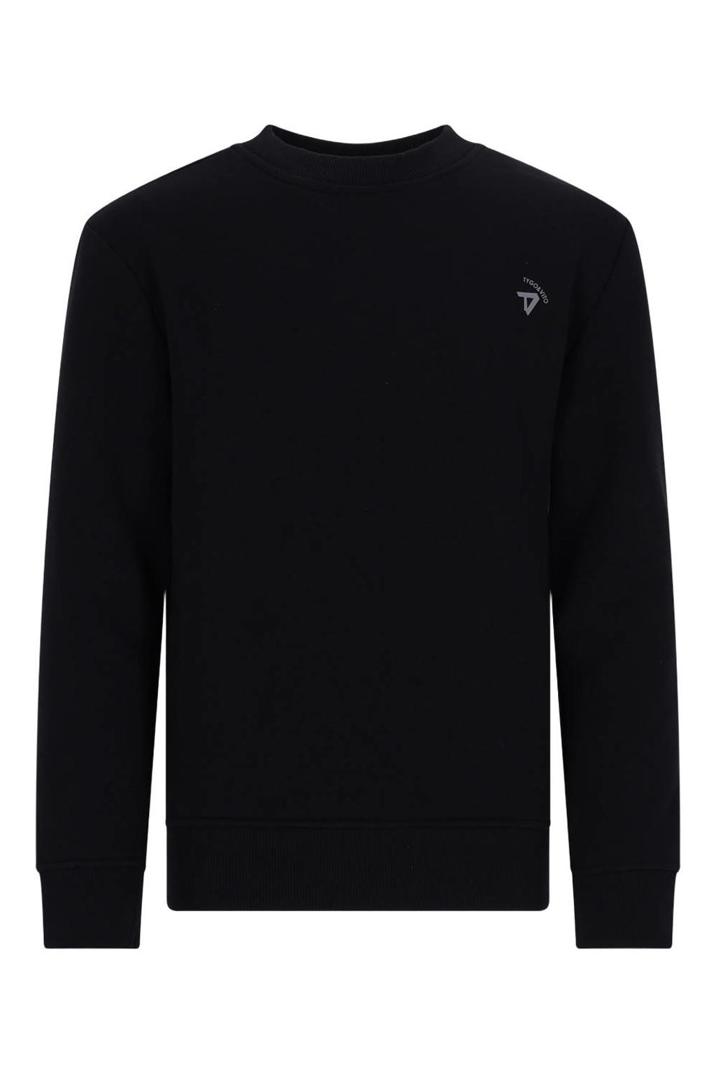 Zwarte jongens TYGO & vito NextGen sweater met backprint, lange mouwen, ronde hals en geribde boorden