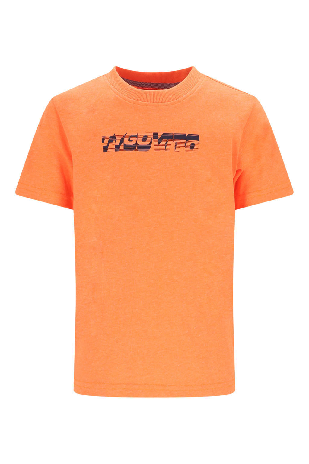 Oranje jongens TYGO & vito jersey T-shirt van katoen met logo dessin, korte mouwen en ronde hals