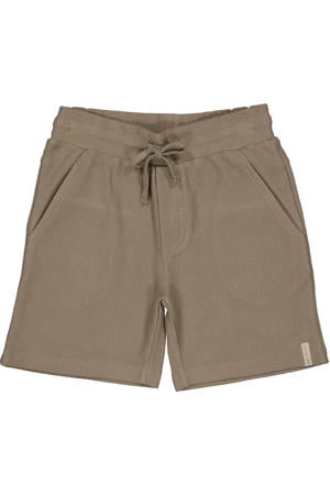 regular waist casual short bruin met textuur