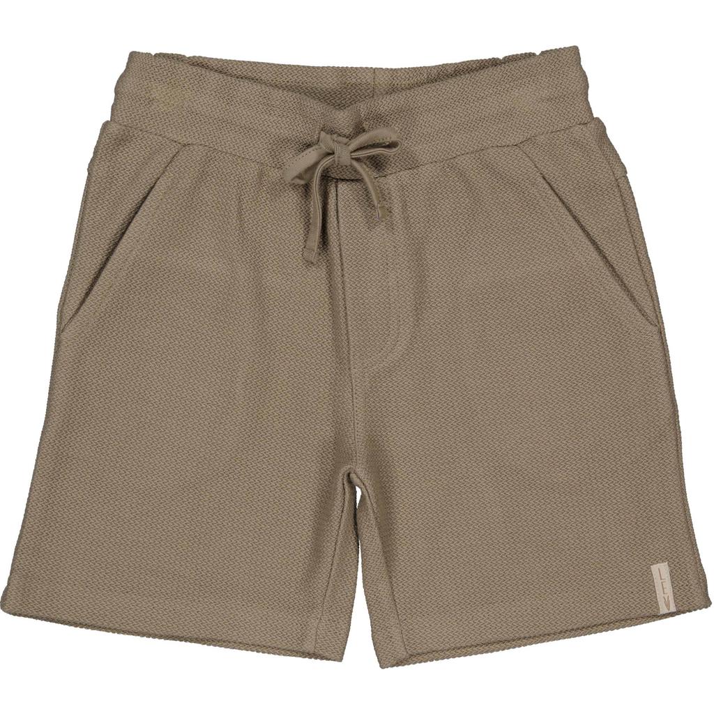 Bruine jongens LEVV Little regular waist casual short van katoen met elastische tailleband met koord en effen