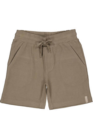 regular waist casual short bruin met textuur