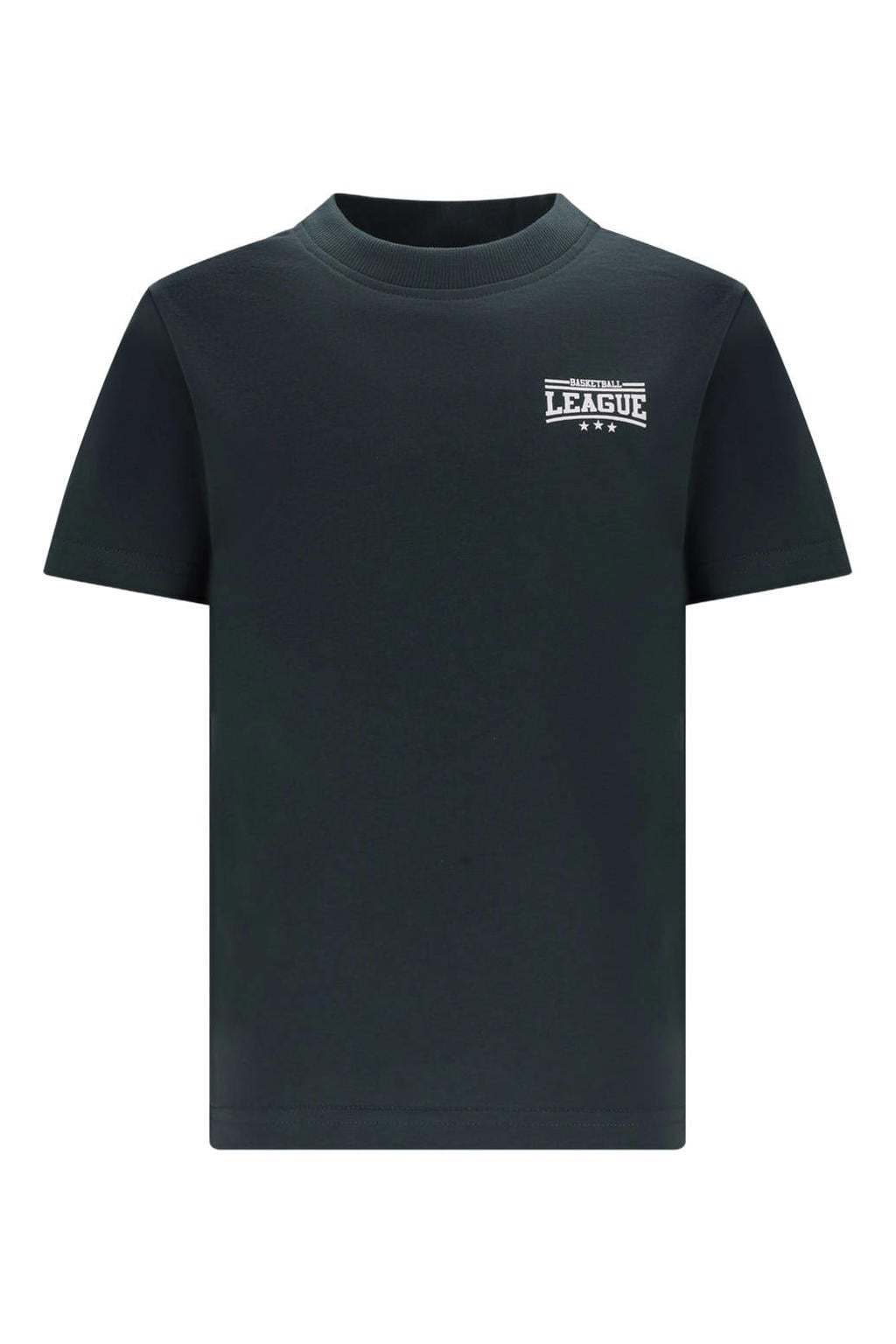 Donkergroene jongens TYGO & vito T-shirt van katoen met backprint, korte mouwen en ronde hals